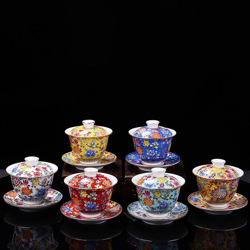 Matcha Bowl Chawan - HMLOVE Porcellana Bianca Sancai Gaiwan Colore