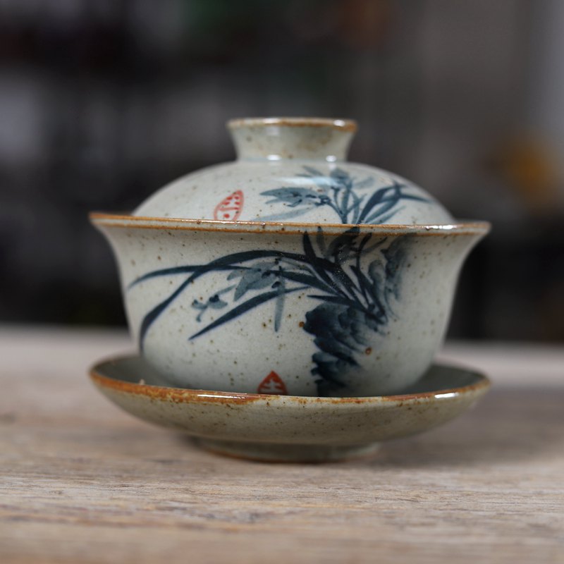 Matcha Bowl Chawan - Dipinto a mano Cinese Sancai Gaiwan